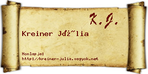 Kreiner Júlia névjegykártya